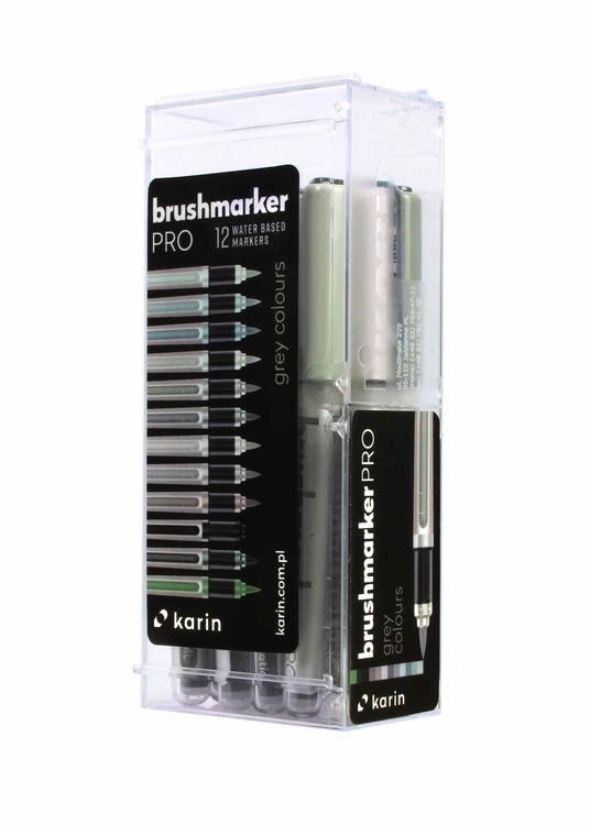 Produktbild: KARIN Marker Brushmarker PRO Gray Colours, 12 Farben