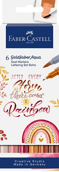 Produktbild: Faber-Castell Tuschestift Dual Marker Goldfaber Aqua, Boho, 6er Set