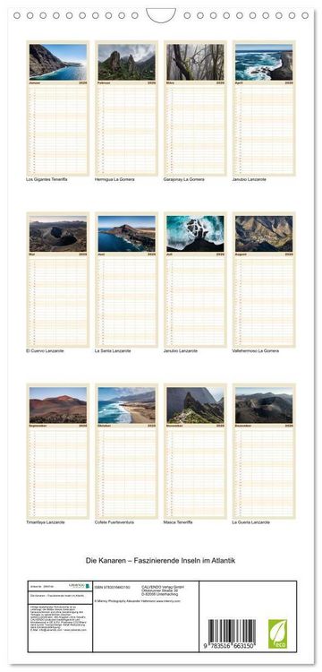 Produktbild: Familienplaner 2026 - Die Kanaren &ndash; Faszinierende Inseln im Atlantik mit 5 Spalten (Wandkalender, 21 x 45 cm) CALVENDO