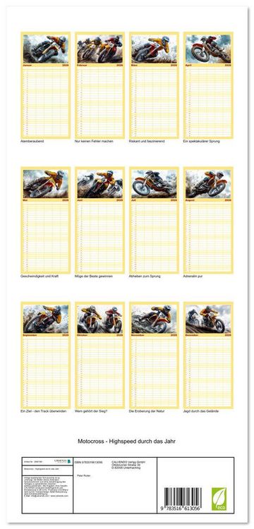 Produktbild: Familienplaner 2026 - Motocross - Highspeed durch das Jahr mit 5 Spalten (Wandkalender, 21 x 45 cm) CALVENDO