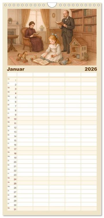 Produktbild: Familienplaner 2026 - Else Ury mit 5 Spalten (Wandkalender, 21 x 45 cm) CALVENDO