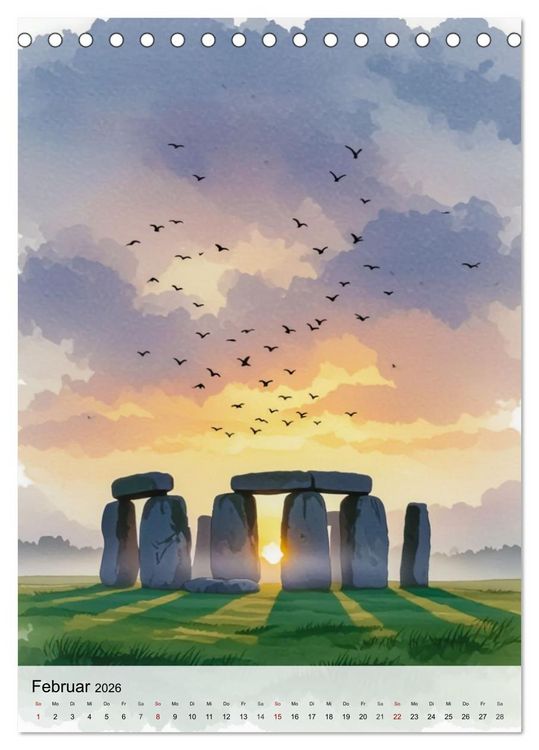 Produktbild: Kulturelle Sch&auml;tze in Aquarell (Tischkalender 2026 DIN A5 hoch), CALVENDO Monatskalender