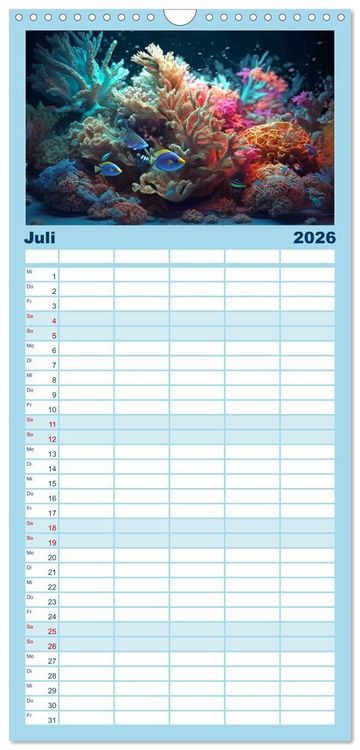 Produktbild: Familienplaner 2026 - Fischfantasie mit 5 Spalten (Wandkalender, 21 x 45 cm) CALVENDO