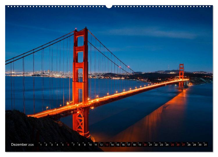 Produktbild: Golden Gate Bridge (hochwertiger Premium Wandkalender 2026 DIN A2 quer), Kunstdruck in Hochglanz