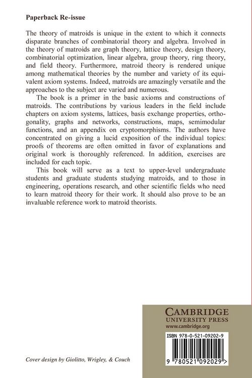 Produktbild: Theory of Matroids