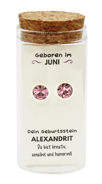 Produktbild: "Juni" Geburtsstein Ohrstecker im Gl&auml;schen