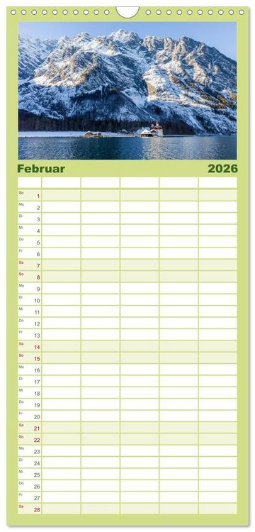 Produktbild: Familienplaner 2026 - Berchtesgadener Alpen - Land von Watzmann und K&ouml;nigssee mit 5 Spalten (Wandkalender, 21 x 45 cm) CALVENDO