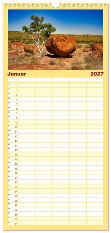 Produktbild: Familienplaner 2027 - Roadtrip durchs Outback &ndash; Australiens wilde Seele mit 5 Spalten (Wandkalender, 21 x 45 cm) CALVENDO