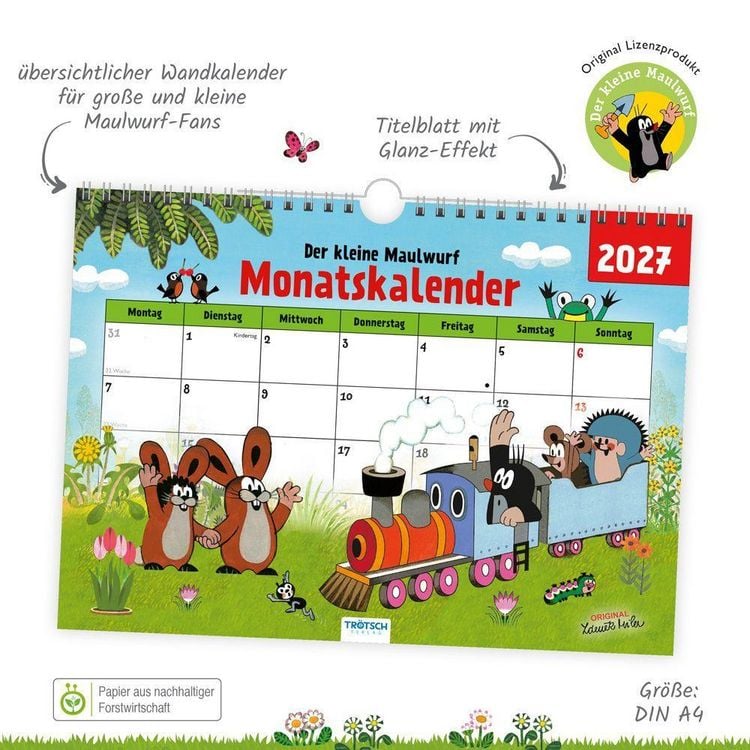 Produktbild: TR&Ouml;TSCH - Der kleine Maulwurf Monatsterminer Monatskalender 2027