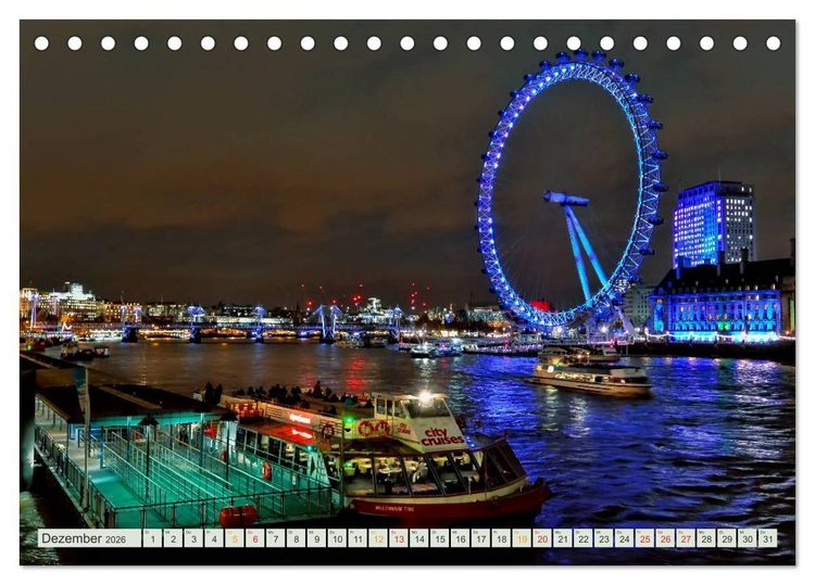 Produktbild: B&uuml;hne frei f&uuml;r London und die Themse (Tischkalender 2026 DIN A5 quer), CALVENDO Monatskalender