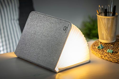 Produktbild: Booklight warm white light, Leinenstoff grau