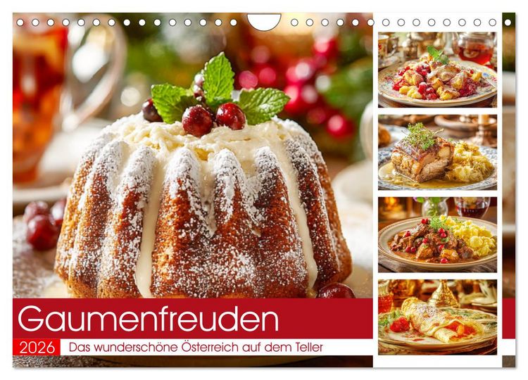 Produktbild: Gaumenfreuden. Das wundersch&ouml;ne &Ouml;sterreich auf dem Teller (Wandkalender 2026 DIN A4 quer), CALVENDO Monatskalender
