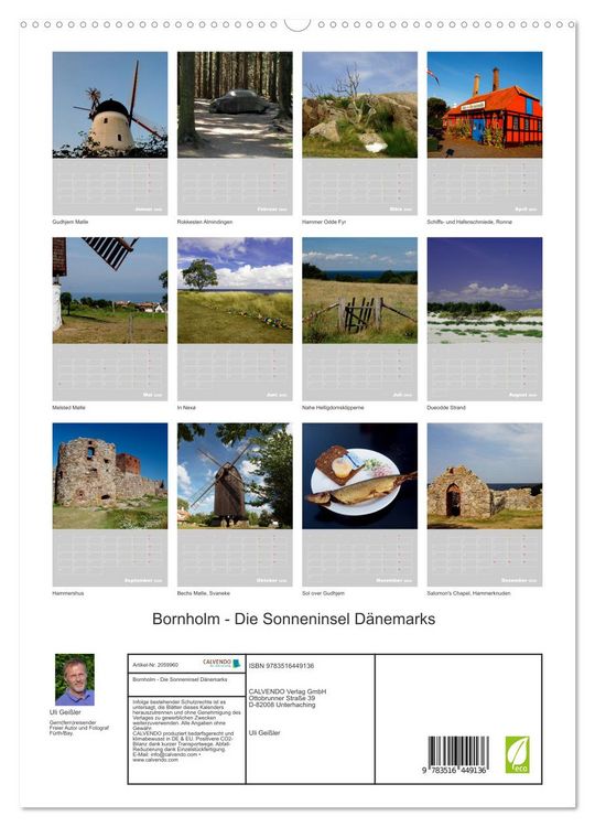 Produktbild: Bornholm - Die Sonneninsel D&auml;nemarks (hochwertiger Premium Wandkalender 2026 DIN A2 hoch), Kunstdruck in Hochglanz