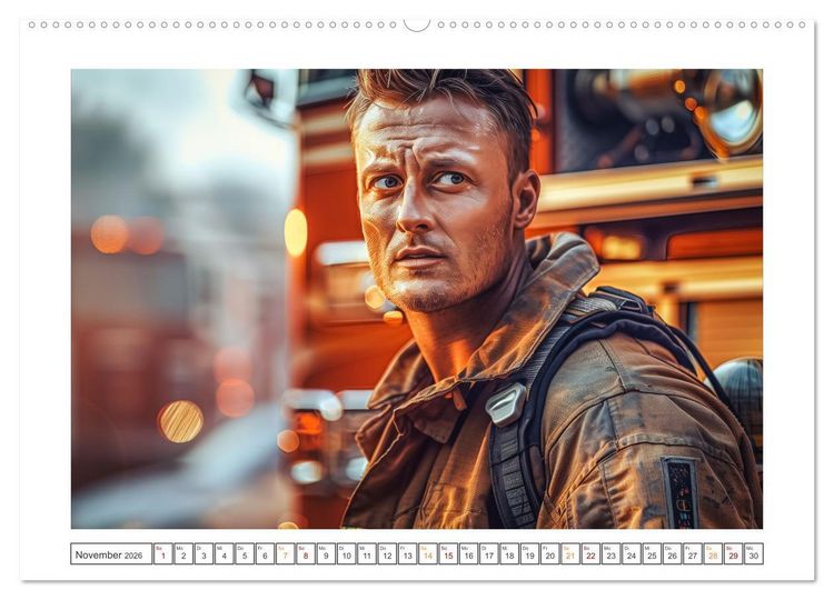 Produktbild: Helden im Einsatz - M&auml;nner und Frauen im Feuerwehrdienst (Wandkalender 2026 DIN A2 quer), CALVENDO Monatskalender