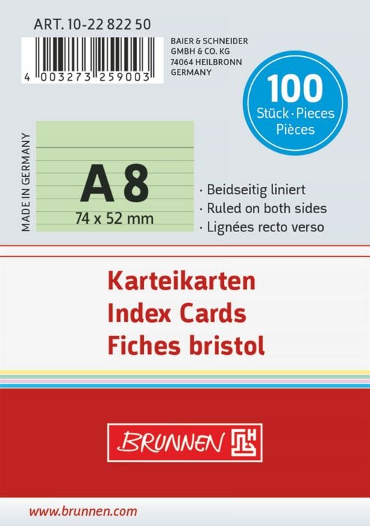Produktbild: Brunnen Karteikarte A8 lin gn 100St
