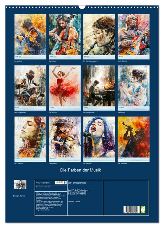 Produktbild: Die Farben der Musik (Wandkalender 2026 DIN A2 hoch), CALVENDO Monatskalender