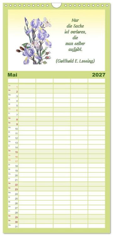 Produktbild: Familienplaner 2027 - 12 unterhaltsame Zitate f&uuml;r ein sch&ouml;nes Jahr mit 5 Spalten (Wandkalender, 21 x 45 cm) CALVENDO