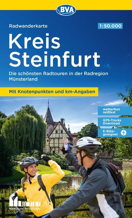 Bild vom Artikel BVA Radwanderkarte Kreis Steinfurt 1:50.000, mit Knotenpunkten und km-Angaben, reiß- und wetterfest, GPS-Tracks Download, E-Bike geeignet vom Autor BVA BikeMedia GmbH