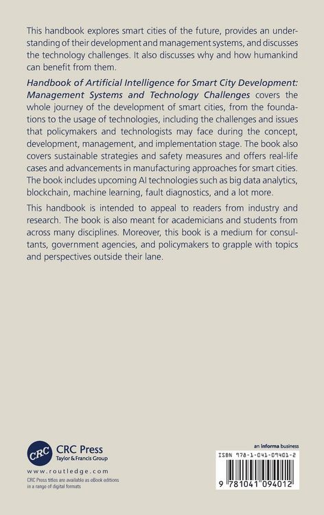 Produktbild: Handbook of Artificial Intelligence for Smart City Development