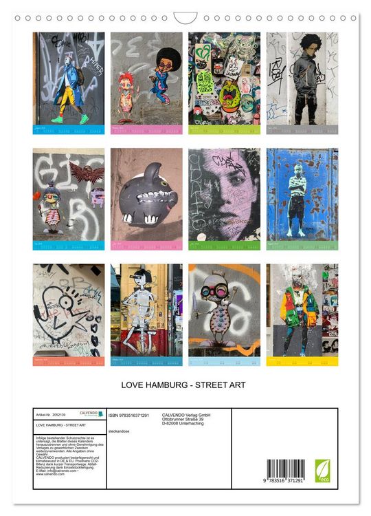 Produktbild: LOVE HAMBURG - STREET ART (Wandkalender 2026 DIN A3 hoch), CALVENDO Monatskalender