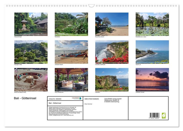 Produktbild: Bali - G&ouml;tterinsel (Wandkalender 2026 DIN A2 quer), CALVENDO Monatskalender