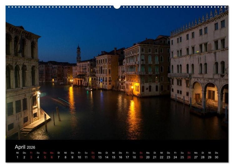 Produktbild: Venedig bei Nacht (Wandkalender 2026 DIN A2 quer), CALVENDO Monatskalender