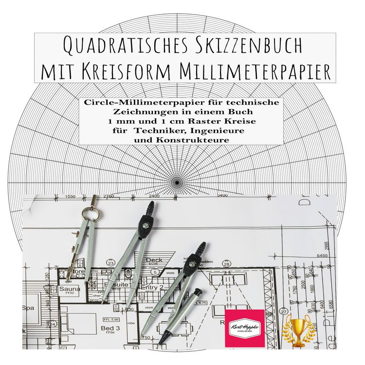 Produktbild: Quadratisches Skizzenbuch mit Kreisform Millimeterpapier