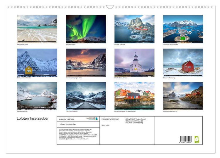 Produktbild: Lofoten Inselzauber (Wandkalender 2026 DIN A2 quer), CALVENDO Monatskalender