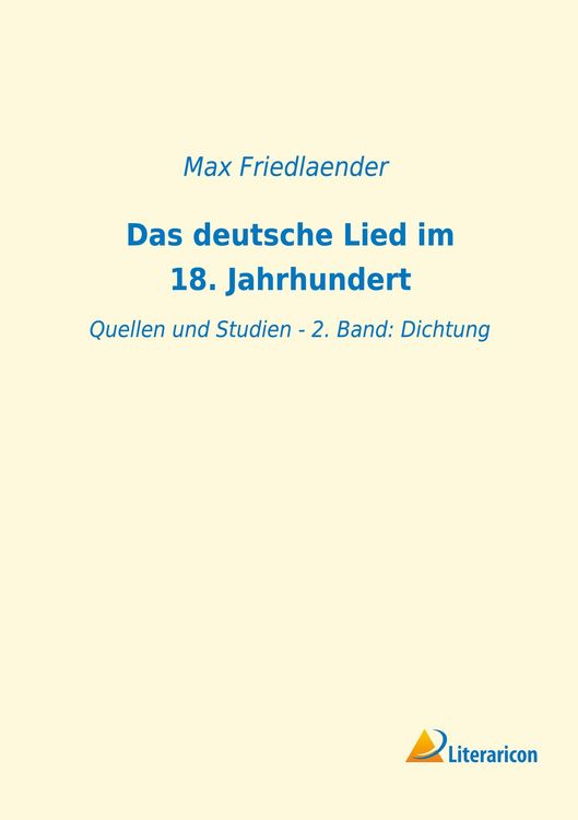 Produktbild: Das deutsche Lied im 18. Jahrhundert