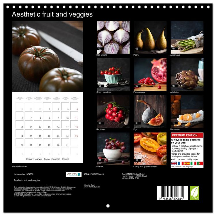 Produktbild: Aesthetic fruit and veggies (Wall Calendar 2026 12 &times; 12 Inch) CALVENDO 12 Month Wall Calendar