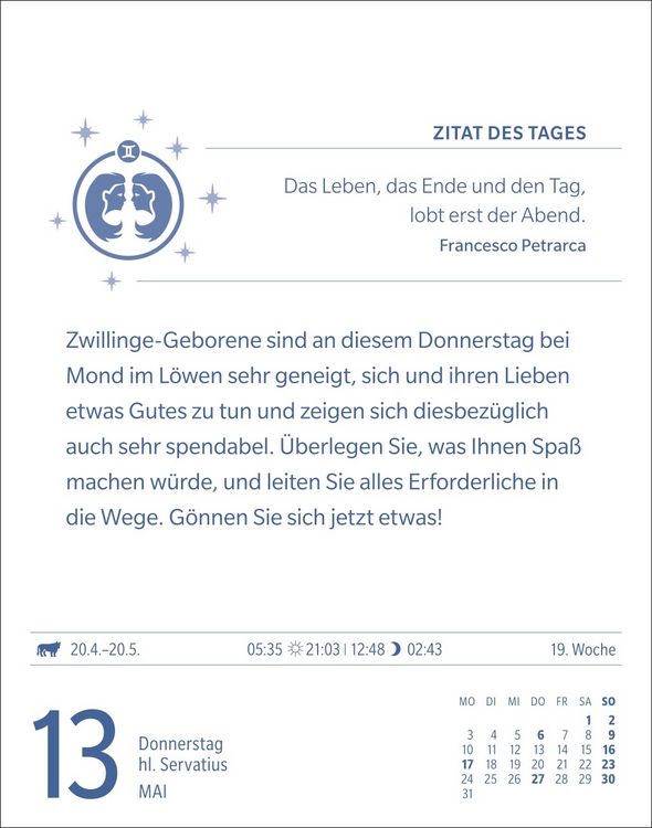 Produktbild: Zwillinge Sternzeichenkalender 2027 - Tagesabrei&szlig;kalender - Ihr Horoskop f&uuml;r jeden Tag