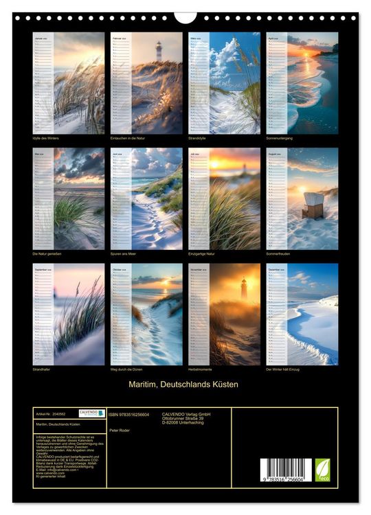 Produktbild: Maritim, Deutschlands K&uuml;sten (Wandkalender 2026 DIN A3 hoch), CALVENDO Monatskalender