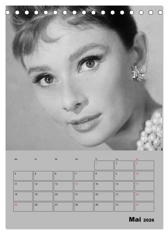 Produktbild: Hollywood-Diva. Audrey Hepburn (Tischkalender 2026 DIN A5 hoch), CALVENDO Monatskalender