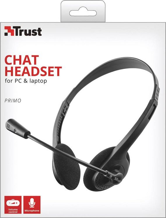 Produktbild: Trust Primo Chat On Ear Headset kabelgebunden Stereo Schwarz Lautst&auml;rkeregelung Computer