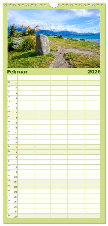 Produktbild: Familienplaner 2026 - Neuseeland - Die sch&ouml;nsten Orte am anderen Ende der Welt mit 5 Spalten (Wandkalender, 21 x 45 cm) CALVENDO