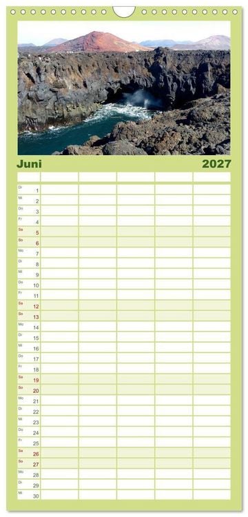 Produktbild: Familienplaner 2027 - Vulkaninsel Lanzarote mit 5 Spalten (Wandkalender, 21 x 45 cm) CALVENDO