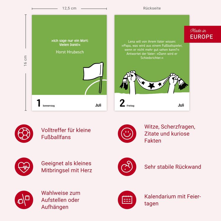 Produktbild: Fu&szlig;ballspa&szlig; f&uuml;r Kids Tagesabrei&szlig;kalender 2027 - Witze, lustige Spr&uuml;che und verr&uuml;ckte Fakten