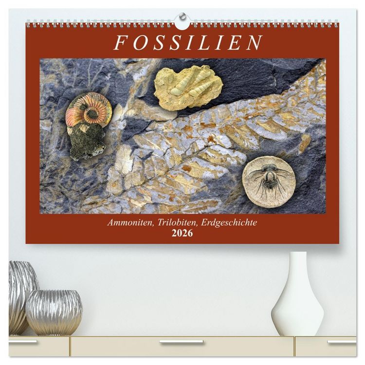 Produktbild: Fossilien - Ammoniten, Trilobiten, Erdgeschichte (hochwertiger Premium Wandkalender 2026 DIN A2 quer), Kunstdruck in Hochglanz