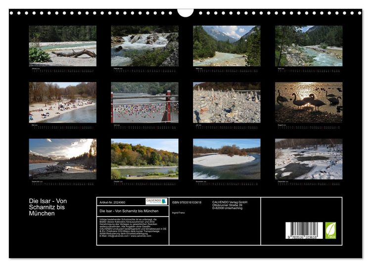 Produktbild: Die Isar - Von Scharnitz bis M&uuml;nchen (Wandkalender 2026 DIN A3 quer), CALVENDO Monatskalender