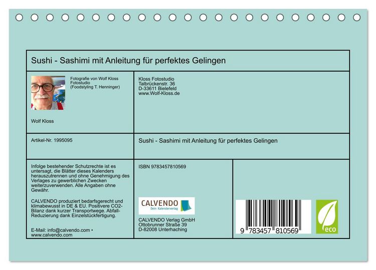 Produktbild: Sushi - Sashimi mit Anleitung f&uuml;r perfektes Gelingen (Tischkalender 2026 DIN A5 quer), CALVENDO Monatskalender
