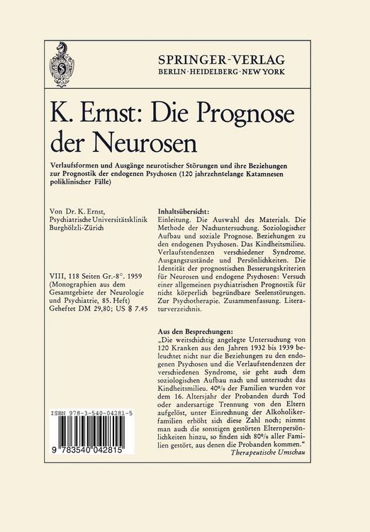 Produktbild: Ergebnisse der Verlaufsforschung bei Neurosen