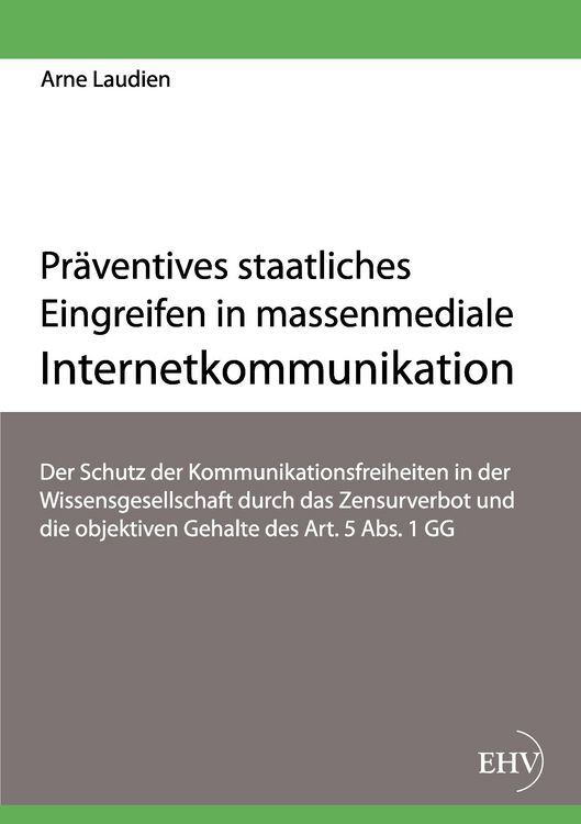 Produktbild: Pr&auml;ventives staatliches Eingreifen in massenmediale Internetkommunikation