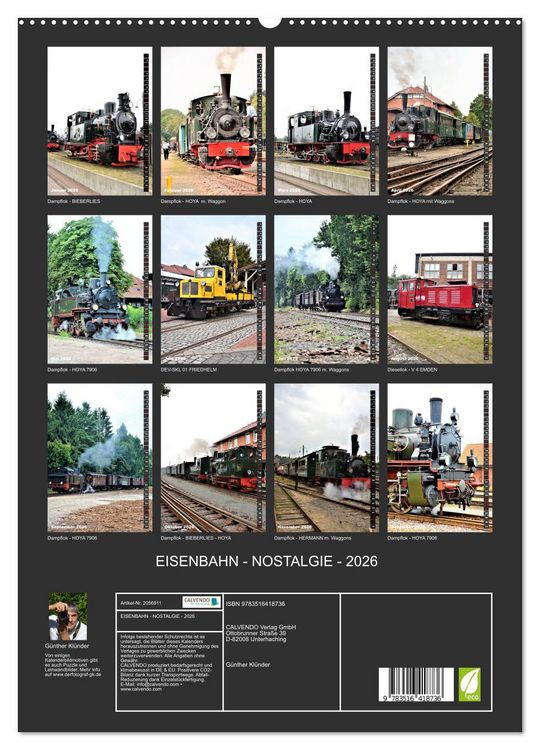 Produktbild: EISENBAHN - NOSTALGIE - 2026 (hochwertiger Premium Wandkalender 2026 DIN A2 hoch), Kunstdruck in Hochglanz
