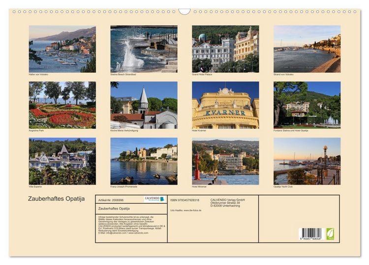 Produktbild: Zauberhaftes Opatija (Wandkalender 2026 DIN A2 quer), CALVENDO Monatskalender