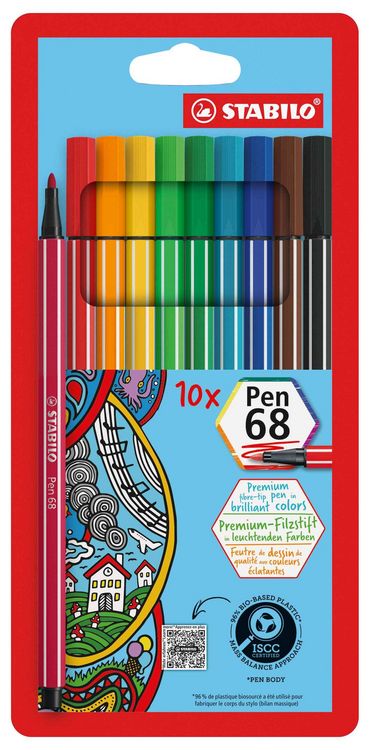 Produktbild: Premium-Filzstift - STABILO Pen 68 - 10er Pack - mit 10 verschiedenen Farben