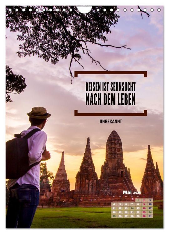 Produktbild: Verr&uuml;ckt nach REISEN Fernweh - Travel - Spr&uuml;che (Wandkalender 2026 DIN A4 hoch), CALVENDO Monatskalender