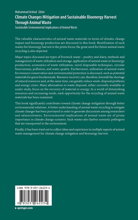 Produktbild: Climate Changes Mitigation and Sustainable Bioenergy Harvest Through Animal Waste
