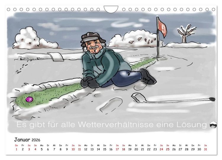 Produktbild: Golfkalender f&uuml;r Anf&auml;nger und alle die Spa&szlig; am Golfen haben (Wandkalender 2026 DIN A4 quer), CALVENDO Monatskalender