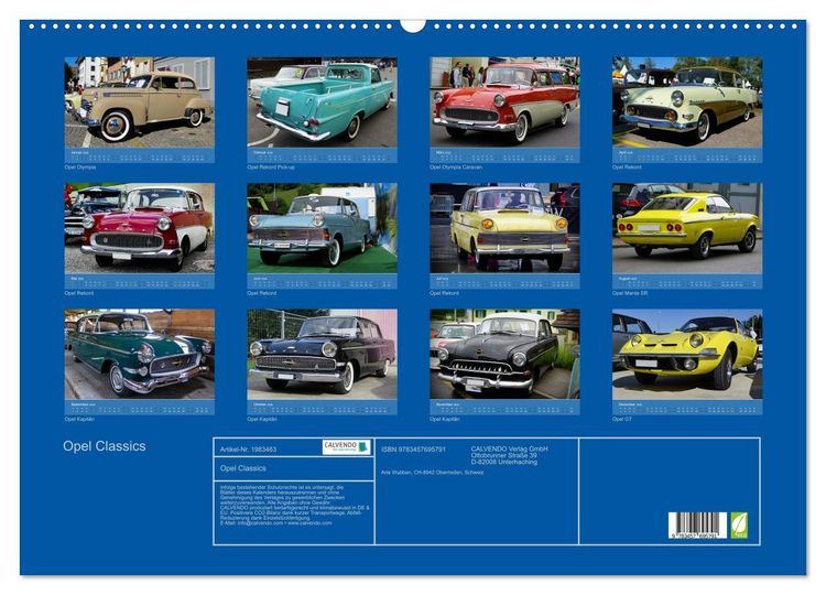 Produktbild: Opel Classics (Wandkalender 2026 DIN A2 quer), CALVENDO Monatskalender