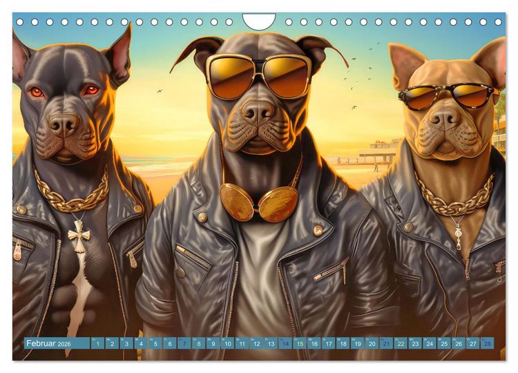 Produktbild: Gangsterhunde - KI-Bilder (Wandkalender 2026 DIN A4 quer), CALVENDO Monatskalender
